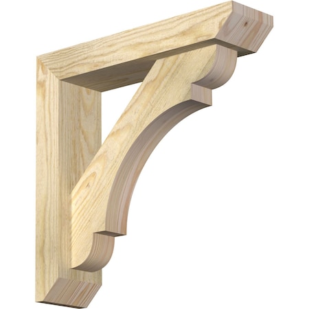 Ekena Millwork Olympic Slat Rough Sawn Bracket w/ Offset Brace, Douglas Fir, 4"W x 16"D x 16"H BKT0402X16X16OLY06RDF